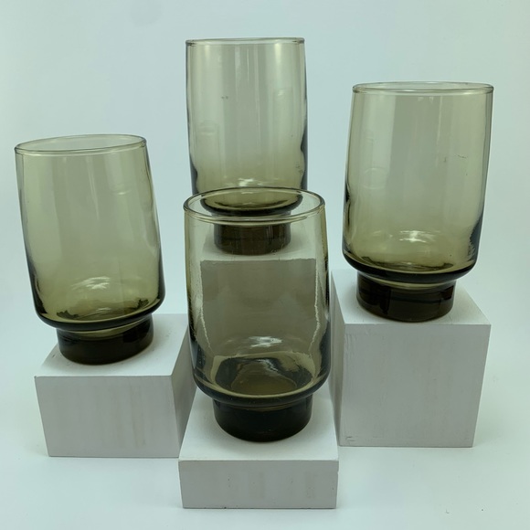 Vintage Libbey Tawny Smoke Brown Glass Tumblers. - Picture 1 of 8